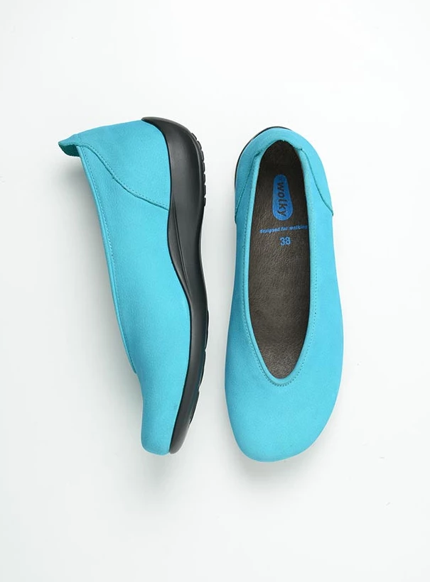 wolky instappers 00359 ballet 11760 turquoise nubuck top