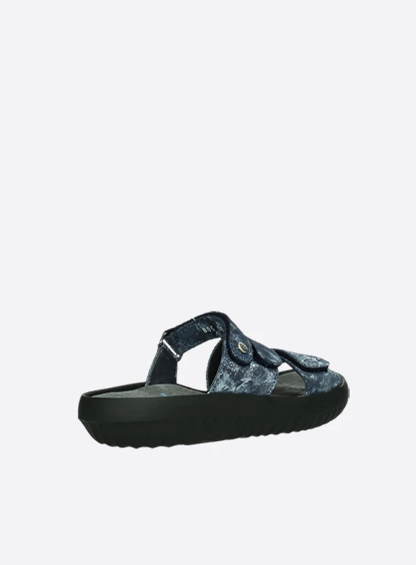 wolky slippers 00885 sense 48800 blauw geprint suede back