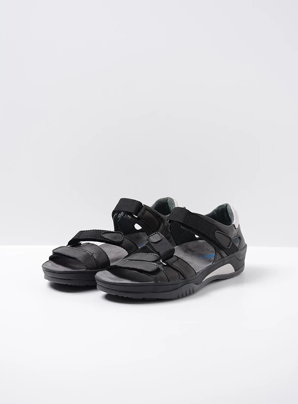 wolky sandalen 01050 ripple 30000 zwart leer front