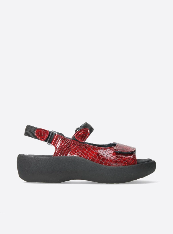 wolky sandalen 03204 jewel 67500 rood crocolook lakleer