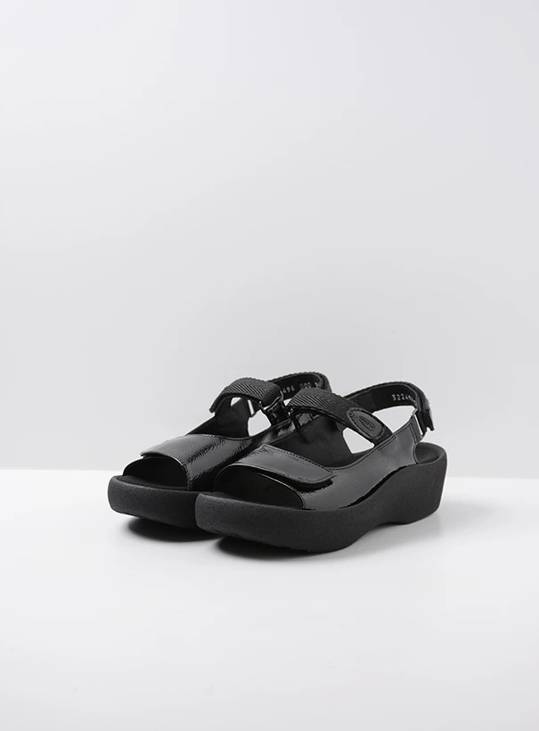 wolky sandalen 03224 jewel vegan 96000 zwart lak front