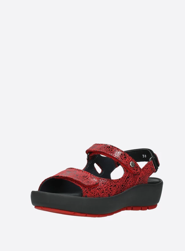 wolky sandalen 03325 rio 40500 rood craquele leer front