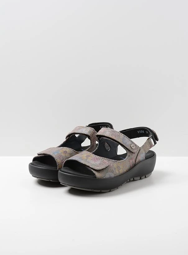 wolky sandalen 03325 rio 45150 flower taupe front