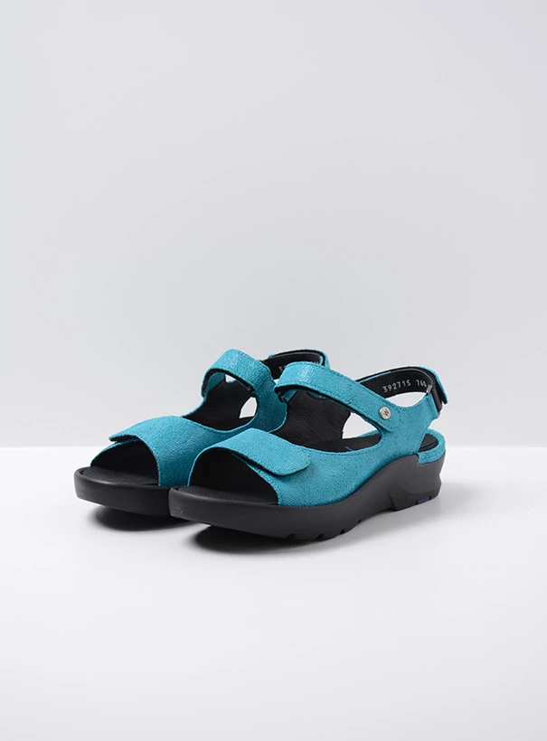 wolky sandalen 03927 delft 15760 turquoise nubuck front