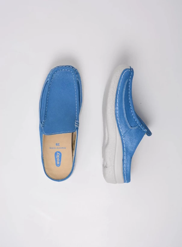 wolky extra comfort 06202 roll slide 15865 royal blauw nubuck top