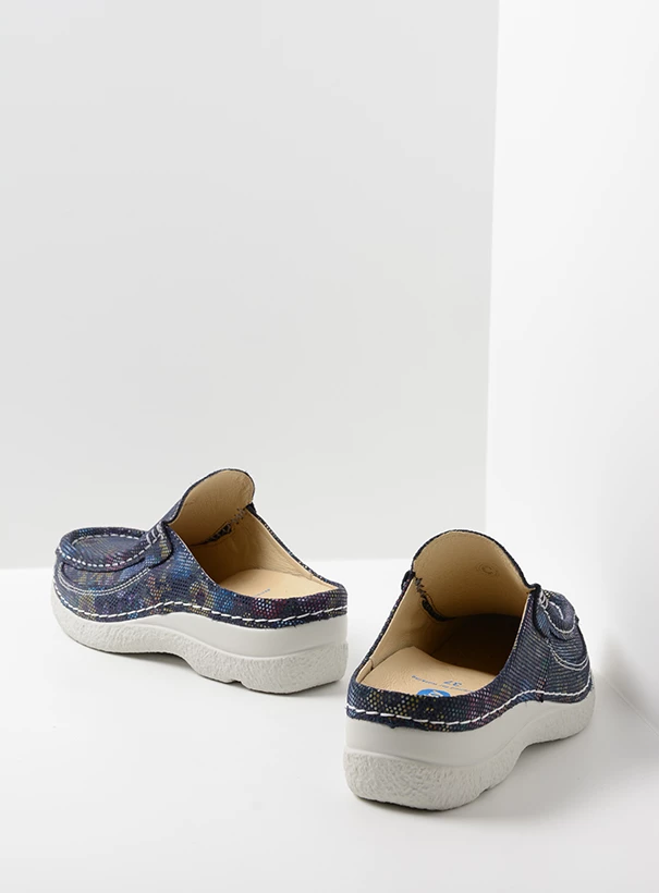 wolky extra comfort 06202 roll slide 45870 blauw flower suede back