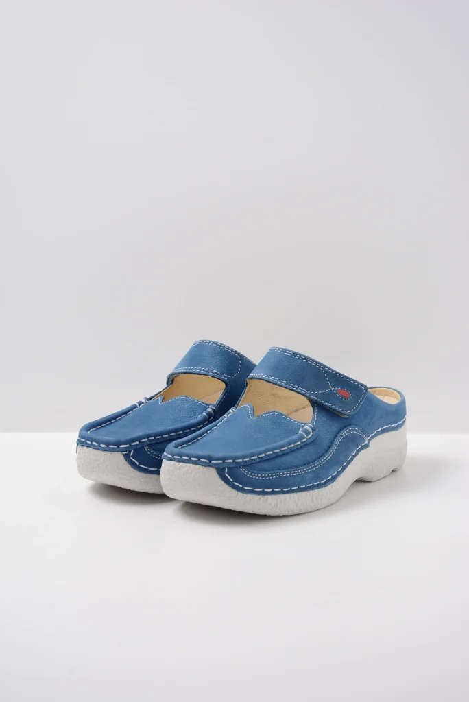 wolky extra comfort 06227 roll slipper 11803 dodger blauw nubuck front