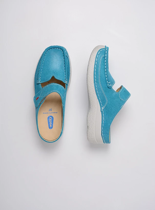 wolky extra comfort 06227 roll slipper 15760 turquoise nubuck top