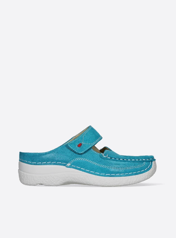 wolky extra comfort 06227 roll slipper 15760 turquoise nubuck
