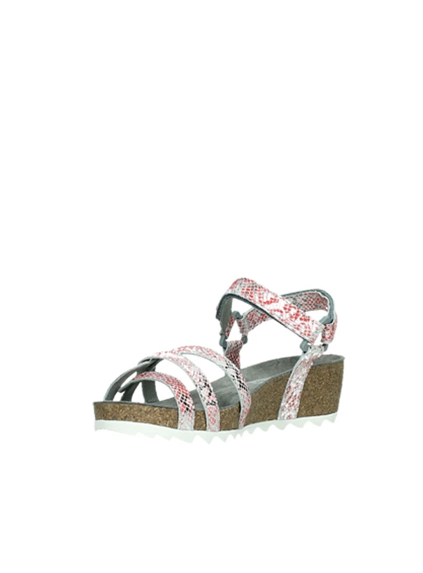 wolky sandalen 08235 pacific 99500 rood geprint leer front